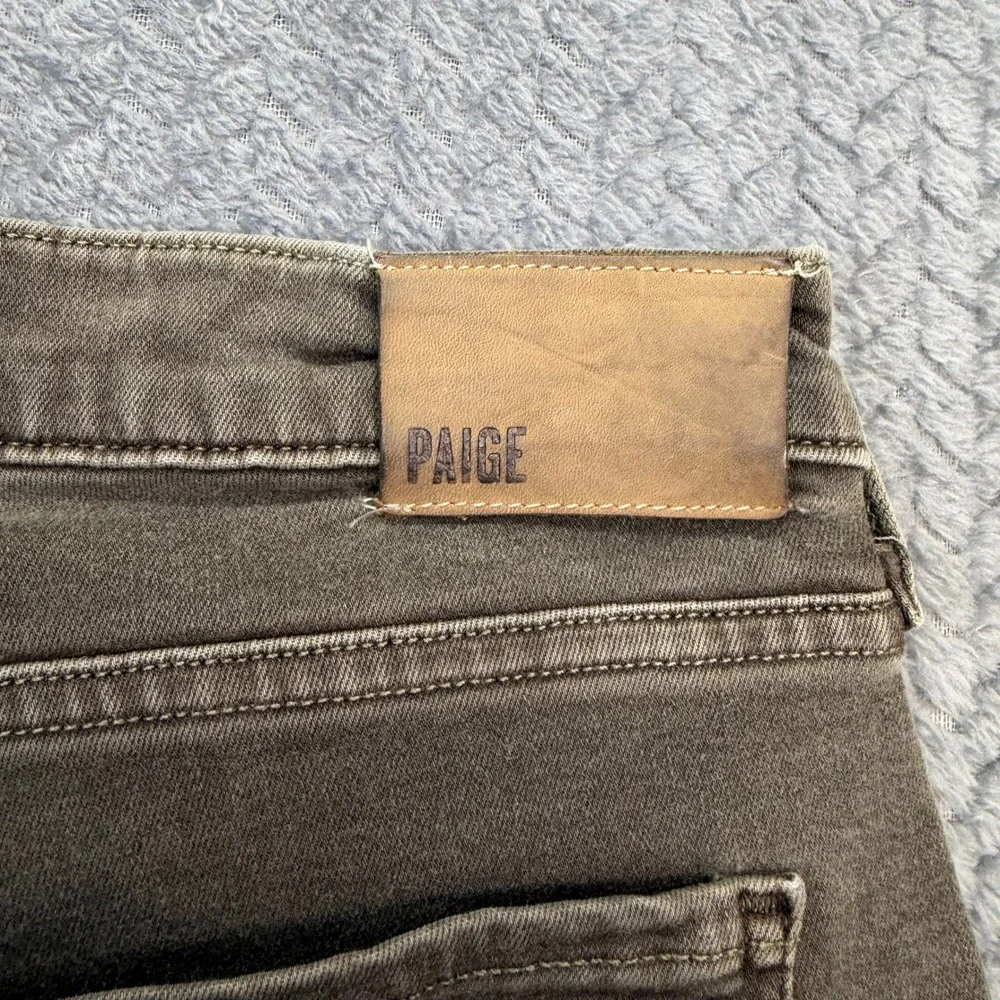 Paige Federal Pants Mens 38x30 Gray Green Slim Straight Leg Rayon Stretch Casual